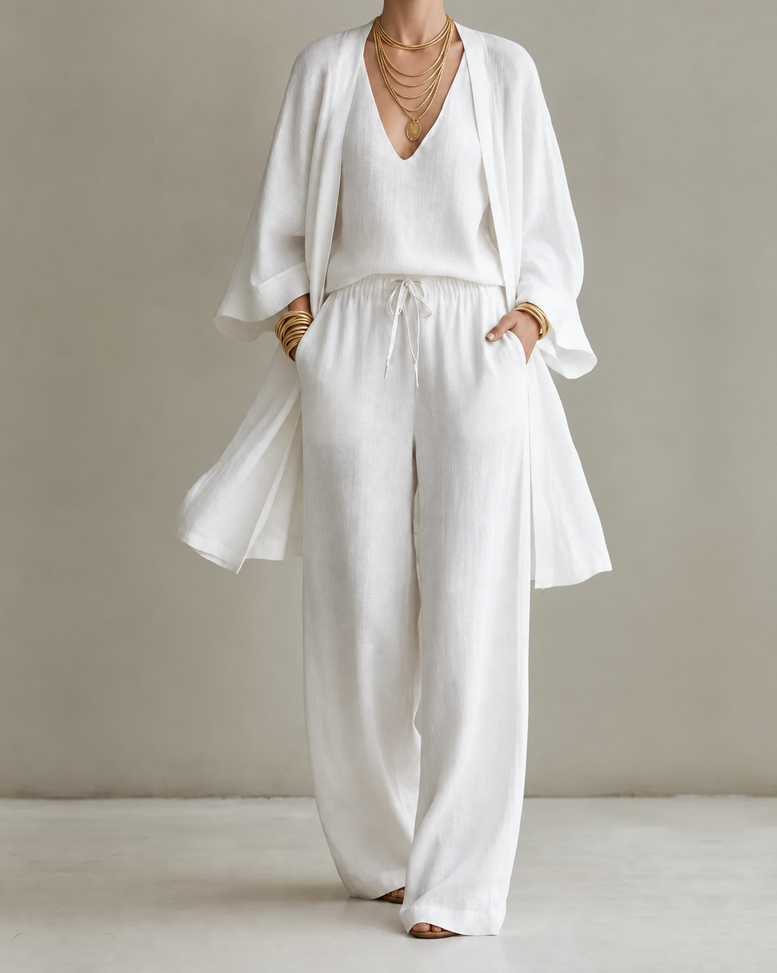 Beatriz | Conjunto de Tres Piezas Efecto Lino