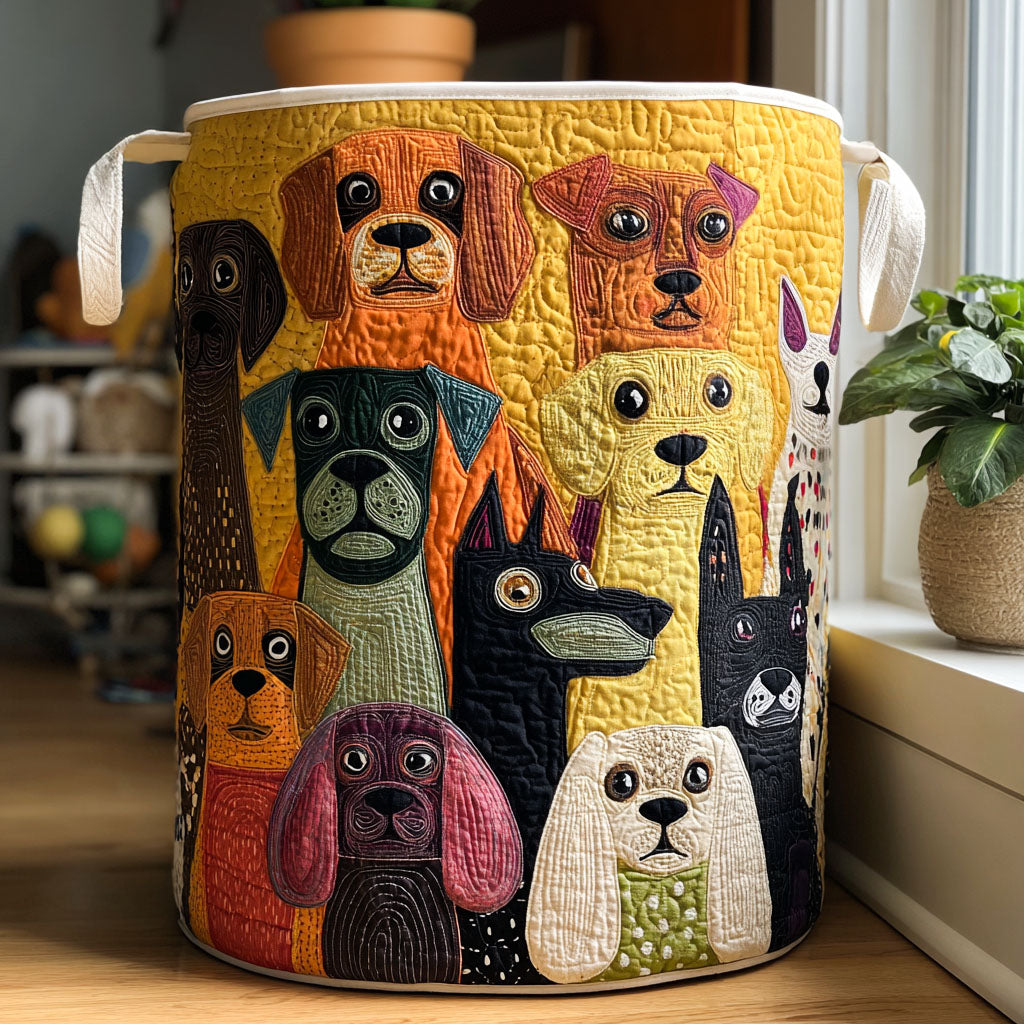 Paula | Cesto de Ropa Acolchado de Perritos