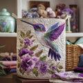 Valeria | Cesto de Ropa Acolchado Colibríes entre Flores