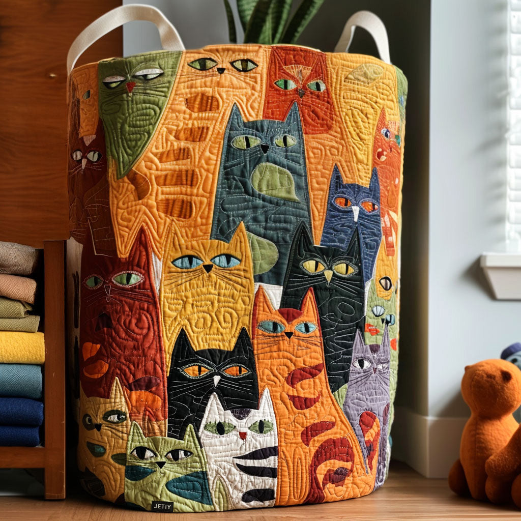 Pilar | Cesto de Ropa Acolchado Pandilla de Gatos