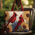 Arletta | Bolso Tote Acolchado Pájaros Rojos y Girasoles
