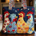 Avis | Bolso Tote Acolchado Gallinas y Corazones en Azul Marino