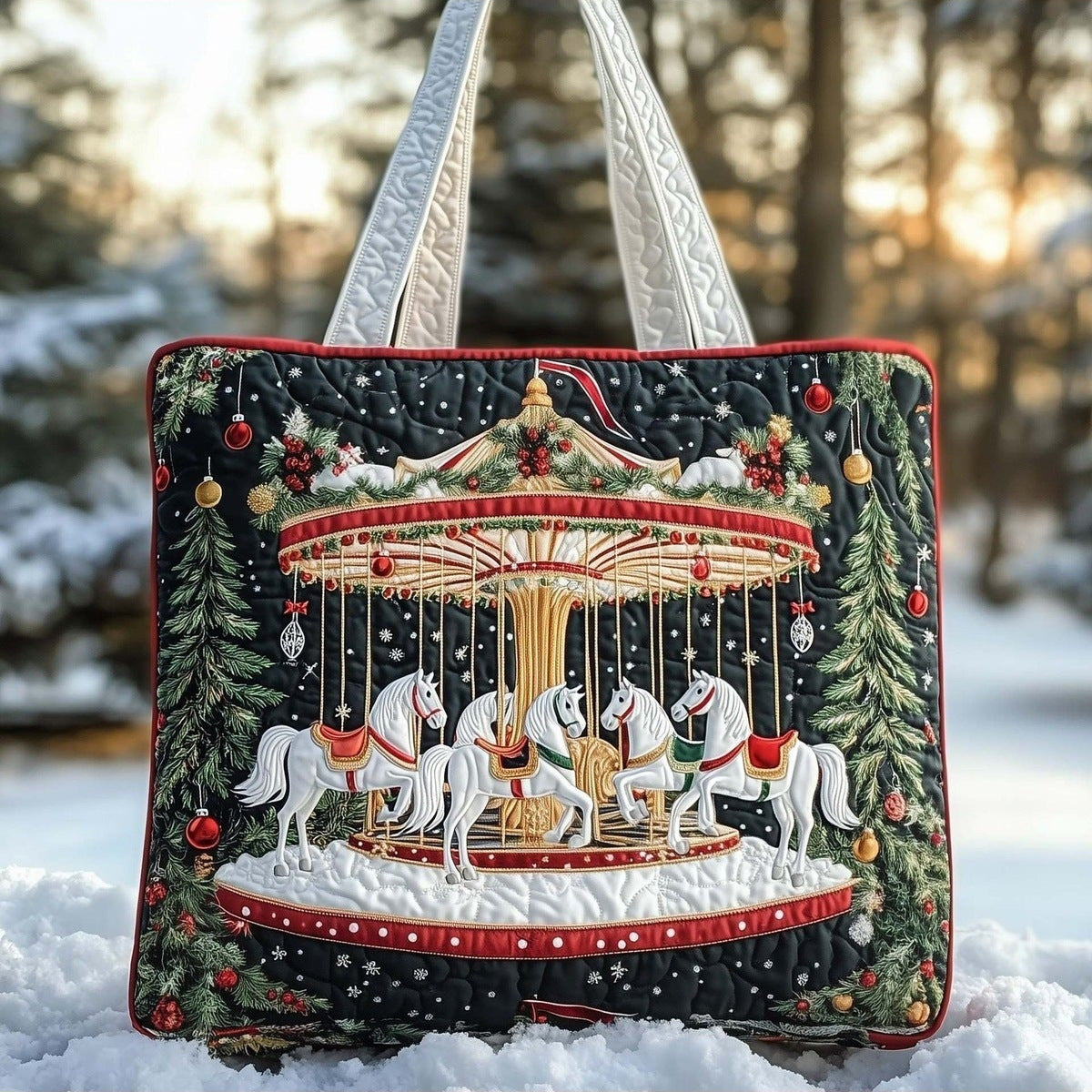 Clematis | Bolso Tote Acolchado Carrusel Navideño