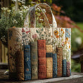 Jocosa | Bolso Tote Acolchado Libros y Flores