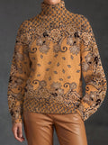Adelfa | Jersey de Cuello Alto Paisley Caramelo