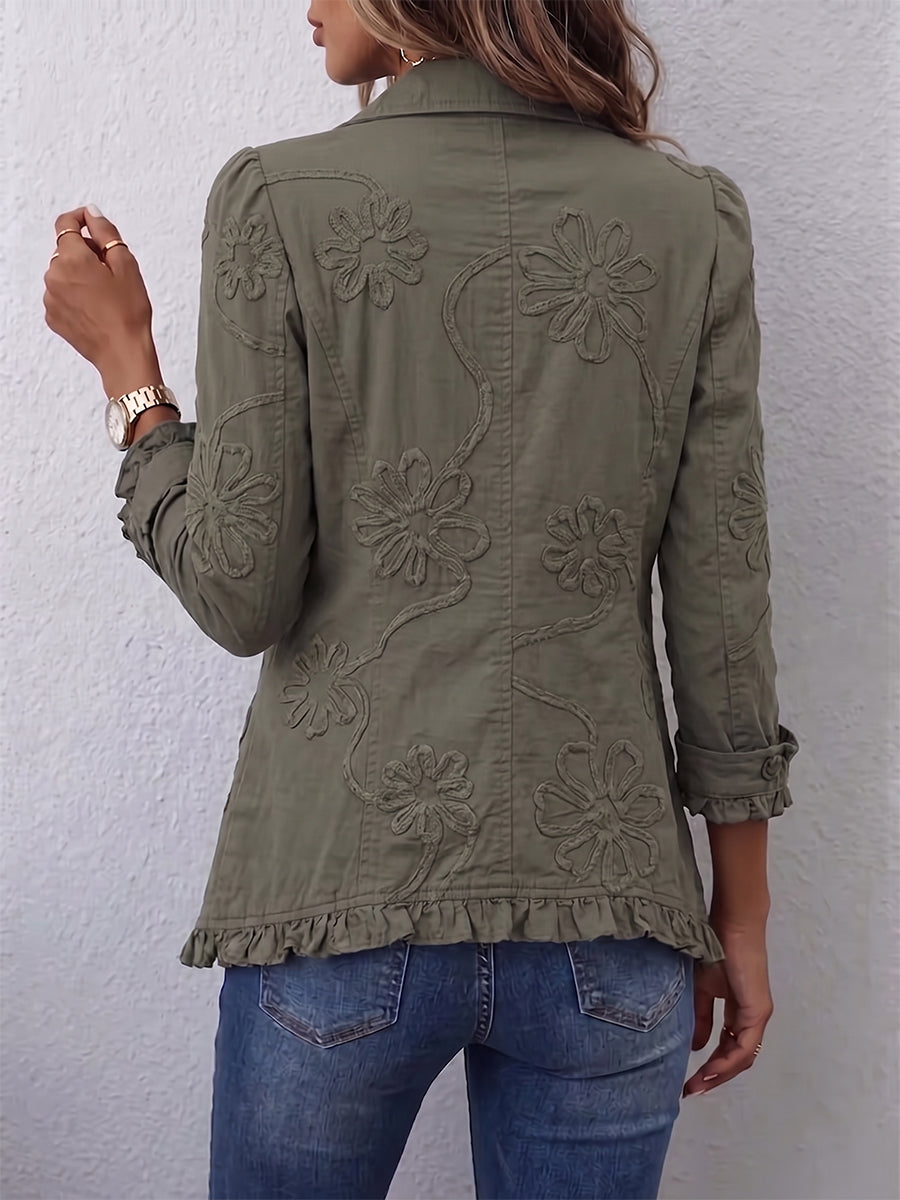 Flora | Chaqueta Utilitaria Bordada de Flores Boho