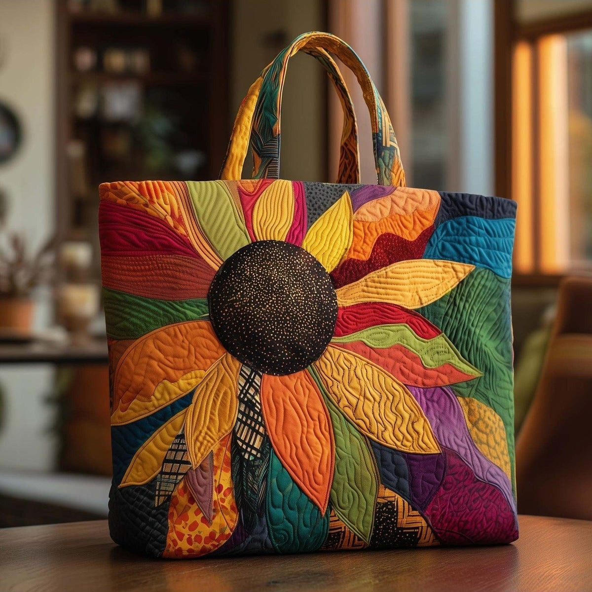 Ulyssa | Bolso Tote Acolchado Girasoles Patchwork