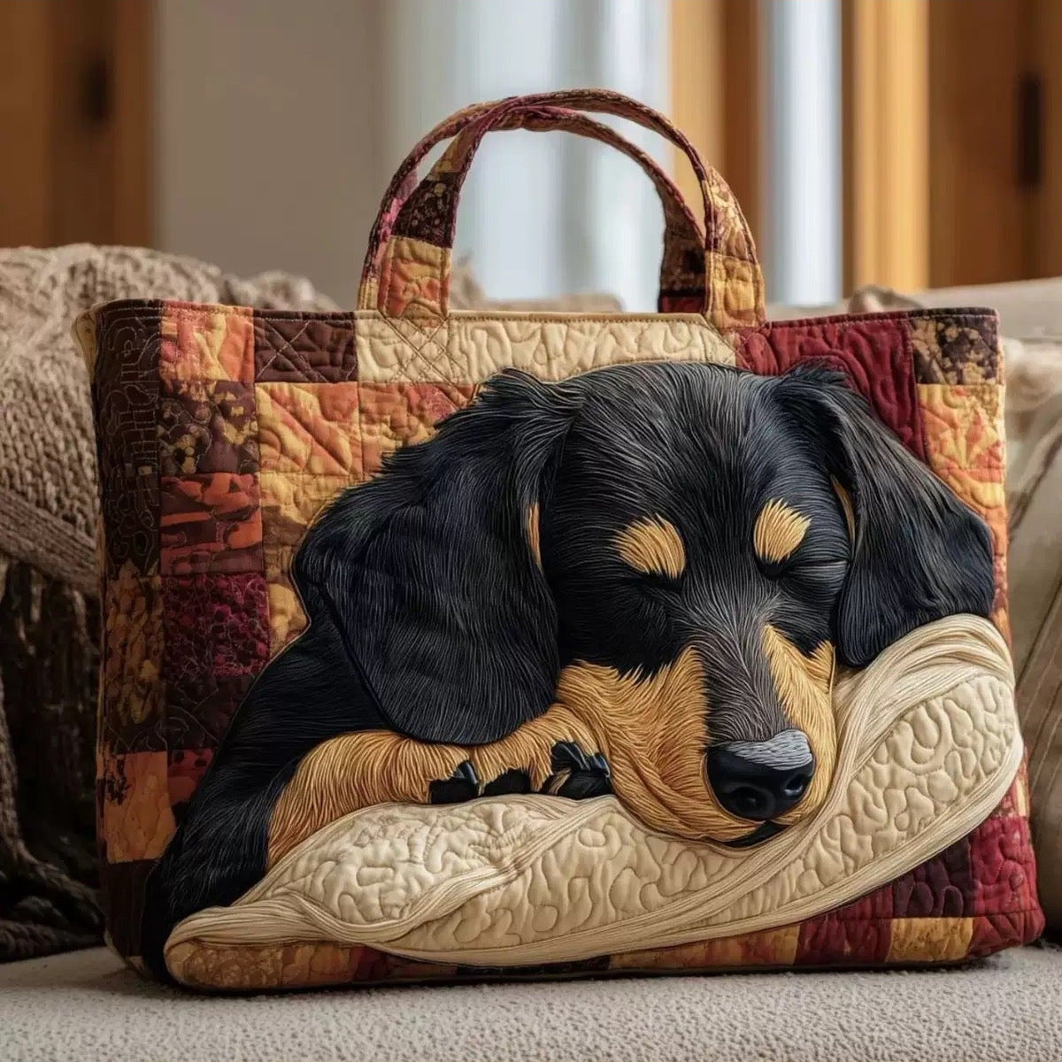 Xanthe | Bolso Tote Acolchado Teckel Dormilón