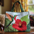 Yolande | Bolso Tote Acolchado Colibríes e Hibiscos Rojos
